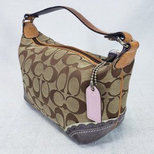 Coach Signature C Canvas w/Suede Demi Baguette